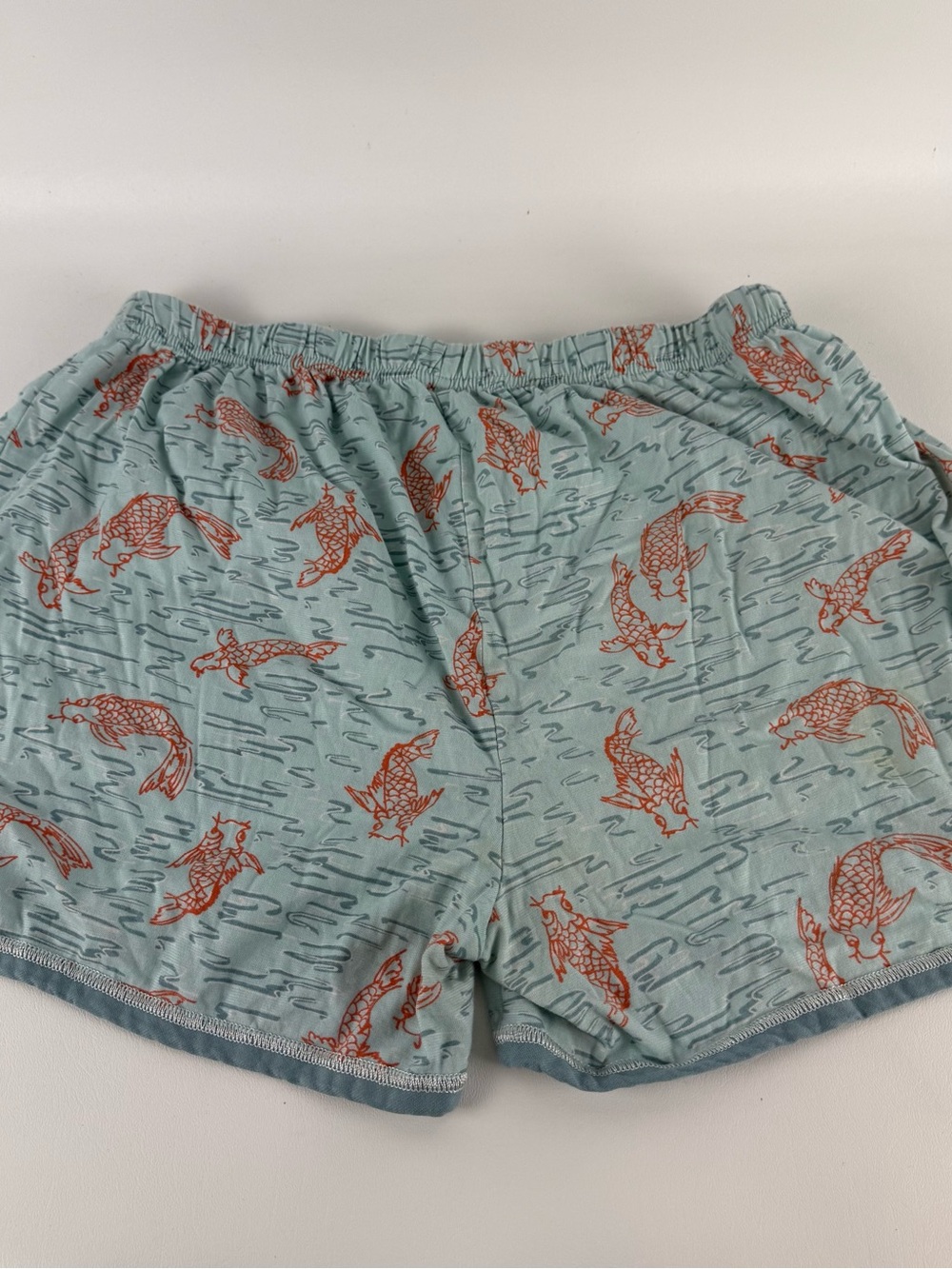 Garnet Hill Green Cotton Koi Fish Pajama Set L Blue Orange Cami Shorts - Picture 8 of 10